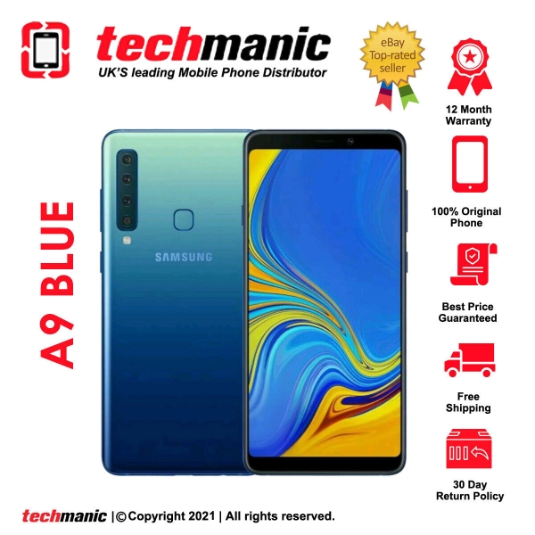 Samsung Galaxy A9 (2018) SM-A920F – 128 GB – limonadenblau (entsperrt) Smartphone