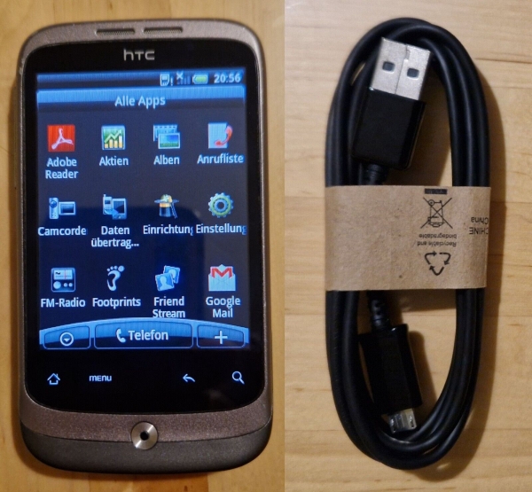 HTC Wildfire Smartphone A3333 – metall / silber / grau, vollfunktionsfähig, VB