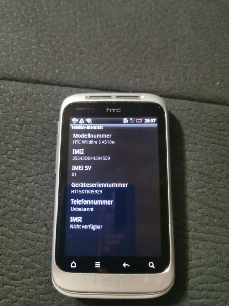 HTC  Wildfire S – Silber Weiß (Ohne Simlock) Smartphone guter Zustand