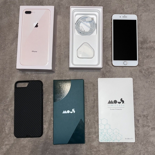 Apple iPhone 8 Plus 256GB Smartphone (entsperrt) gold & 2x nagelneues Zubehör