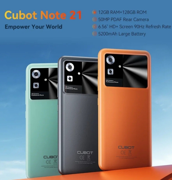 Cubot Note 21 Android 13 Smartphone 12 (6+6)GB+128GB entsperrt Telefon 2*Sim Face ID