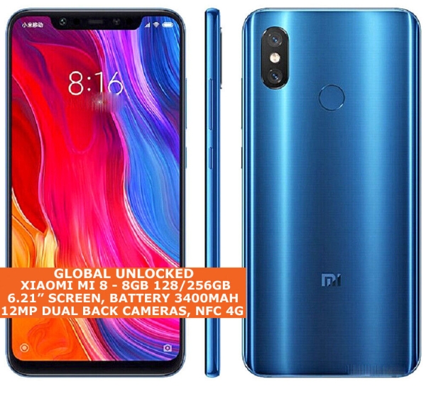 Xiaomi Mi 8 8GB 128/256GB Octa-Core 12MP Fingerabdruck 6,21″ Android Smartphone