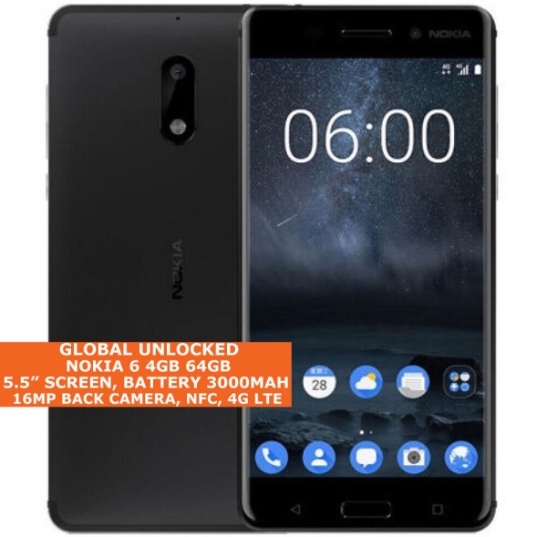 Nokia 6 schwarz 4GB 64GB Octa Core 5,5″ Bildschirm 16MP Dual Sim Android Smartphone