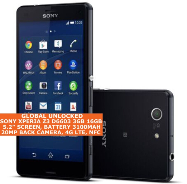 Sony Xperia Z3 D6603 entsperrt 3GB 16GB 5,2″ Bildschirm 20,7mp Android LTE Smartphone