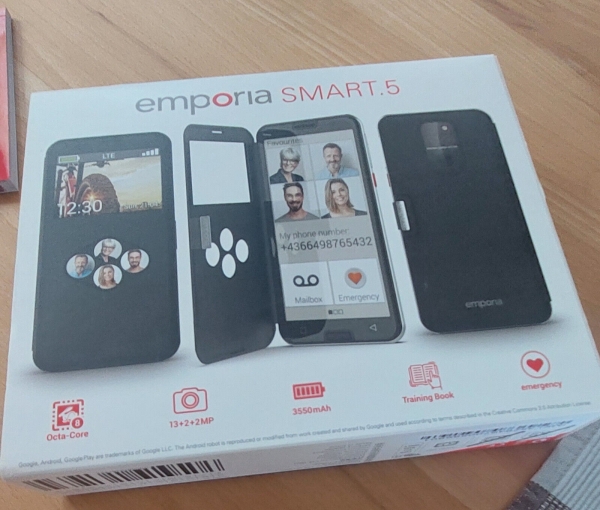 Seniorenhandy, Smartphone, Emporia SMART.5 Schwarz, einfache Bedienung