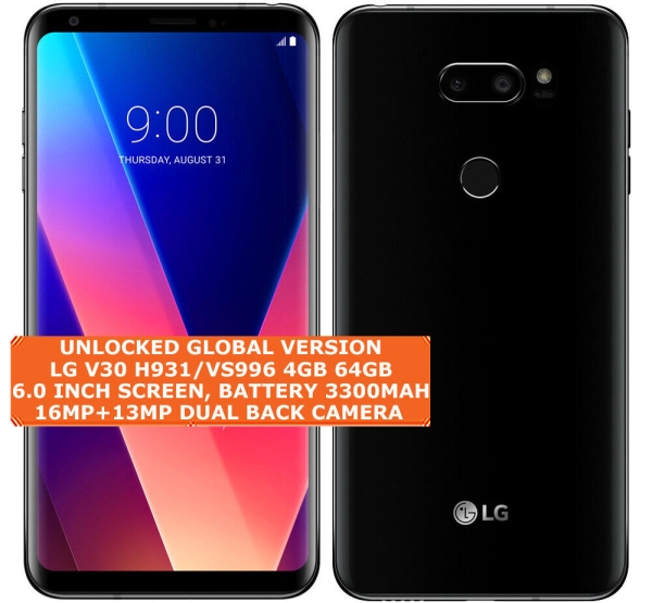 LG V30 H931/VS996 4GB 64GB Octa-Core 16mp Fingerabdruck 6,0″ Android Smartphone 4g