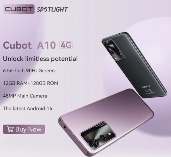 Cubot A10 128GB ROM 12GB (4GB+8GB) RAM DualSim entsperrt Android 14 Smartphone