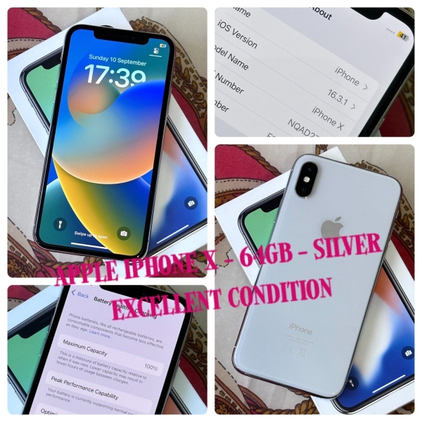 Apple iPhone X – 64GB – silber (entsperrt) A1901 (GSM) – KLASSE A