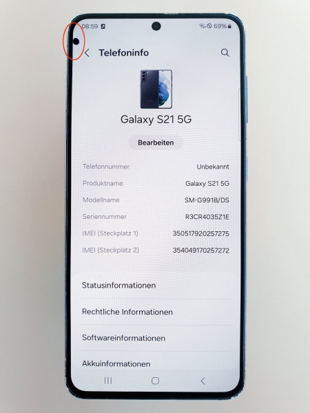 Samsung Galaxy S21 5G Smartphone 128GB Phantom Grau