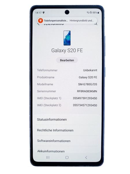 Samsung Galaxy S20 FE (FanEdition) 4G SM-G780 128GB Smartphone Blau