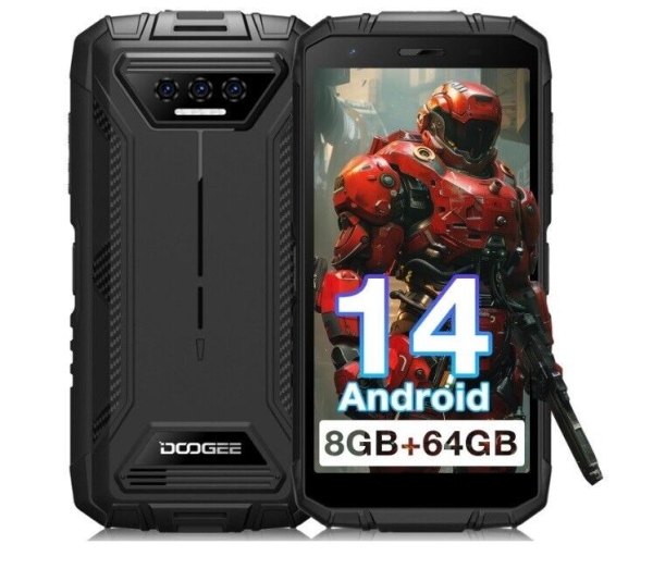 Global Doogee S41T Rugged Smartphone 6300mAh Octa Core 13MP Android 14 8GB+64GB