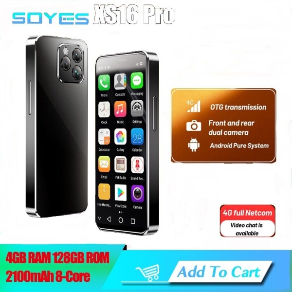 SOYES XS16 Pro 4 GB + 128 GB Mini-Smartphone, GooglePlay, ultradünn, Android 10