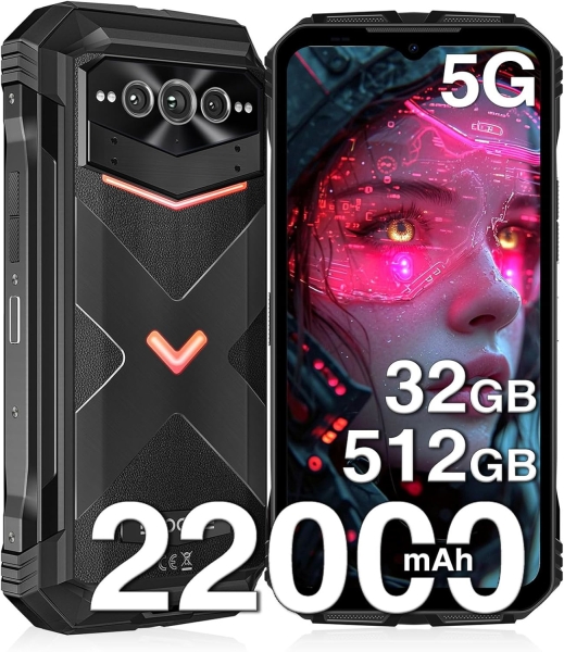 Doogee V Max Pro Rugged Smartphone 5G, 32GB RAM+512GB ROM, 22000mAh 33W, Android