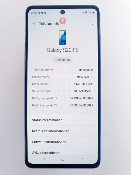 Samsung Galaxy S20 FE (FanEdition) 4G SM-G780 128GB Smartphone Blau