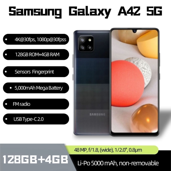 Schwarz Samsung Galaxy A42 5G SM-A426U 128GB Ohne Vertrag Smartphone Handys 6,6″