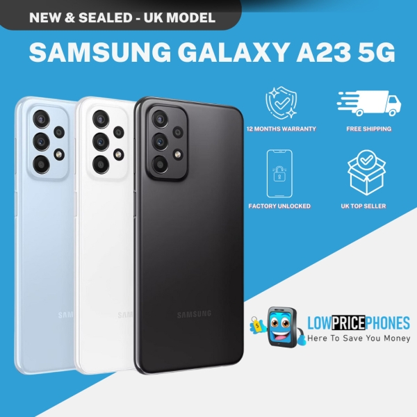 Neu & versiegelt Samsung A23 (5G) blau 64GB entsperrt Smartphone