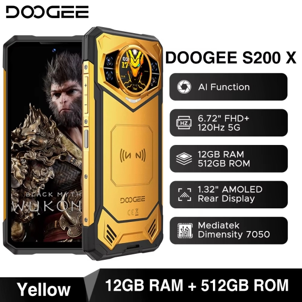 Doogee S200 x 5G 12GB 512GB Rugged Smartphone MTK 10100mAh 6,72″ IP68 IP69K