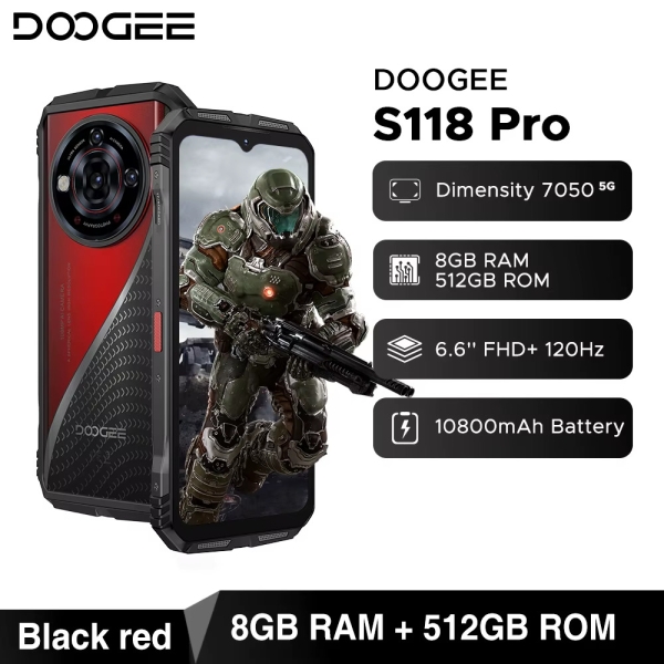 Doogee S118 Pro 5G Rugged Smartphone 6,6“ 8GB RAM 512GB ROM Android 14 NFC IP68