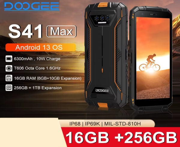 Doogee S41 Max 16GB 256GB Rugged Smartphone 6300mAh Android 13 NFC 4G IP68 IP69K