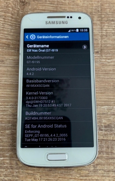 Samsung  Galaxy S4 mini GT-I9195- 8GB – Weiss (Ohne Simlock) Smartphone