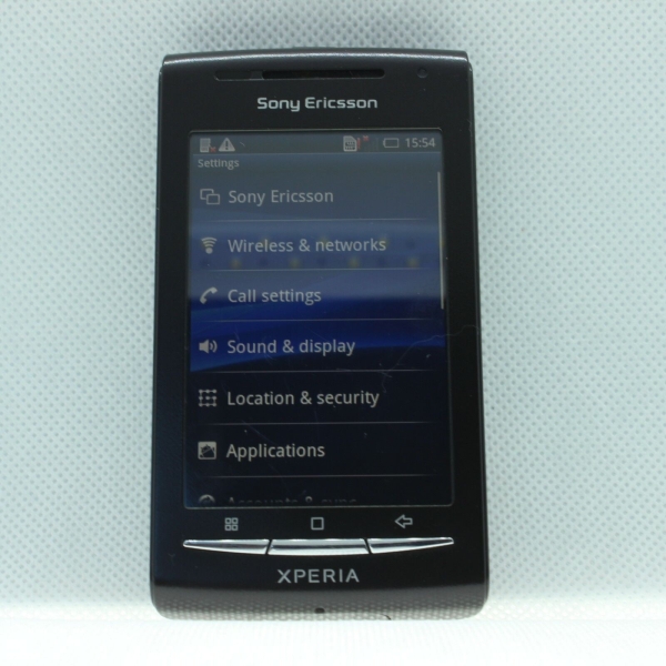 Sony Ericsson E15i schwarzes Handy getestet und funktioniert