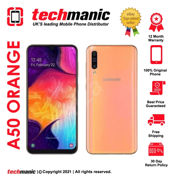 Samsung Galaxy A50 (Dual SIM) – 128 GB – orange (entsperrt) Smartphone